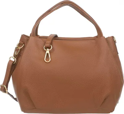 Produktbild von Vera Pelle Bolsa Damentasche aus echtem Leder – mittelgroße Handtasche, elegant, goldene Details, Schulterriemen verstellbar – Braun Kupfer
