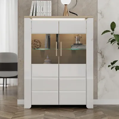 Immagine prodotto di Erto - Vetrina, 96x35x130h cm Bianco Opaco, 2 Ripiani
