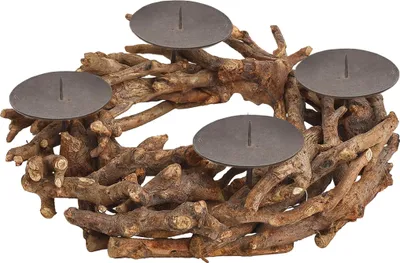 Immagine prodotto di d'Avvento rotonda in legno d'albero con tappo per candela naturale Ø circa 30 cm