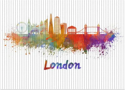 Produktbild von Wallario Duschmatte Antirutschmatte Badmatte Fußmatte Städte als Aquarell - Skyline von London, Größe ca. 70 x 50 cm