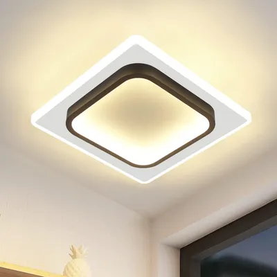 Image de ZMH Plafonnier LED Chambre Couloir Plafonnier - 3000K Blanc Chaud 16W Acrylique Moderne Noir Design Lampe de Cuisine pour Chambre Salle à Manger Cuisine