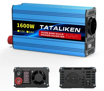 Obrázok produktu pre Čistý sinusový menič, výstup 220 V striedavého prúdu, LCD displej, 12 V/1600 W, 220 V/50 Hz, EÚ