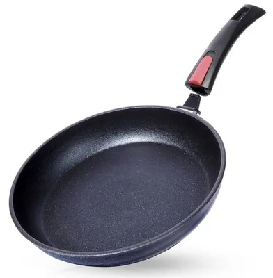 Obrázek produktu pro Pánev – s diamantovým nepřilnavým povrchem – odnímatelná rukojeť – 28 cm – hliník – vhodná pro plynové a indukční sporáky – černá