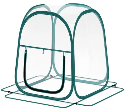 Produktbild von Mini-Faltgew?chshaus mit Kunststoffabdeckung, aufrollbarem Fenster und Aufbewahrungstasche, 70 x 70 x 80 cm, transparent