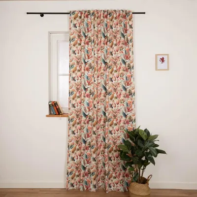 Produktbild von SCHÖNER LEBEN. Vorhang Kolibri Blumen Blätter weiß bunt 245x130cm