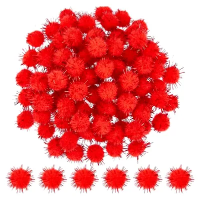 Produktbild von 120 Stück Glitzer-Pompons in großer Packung – Funkelnde Pompons 0,59 cm in Rot