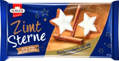 Obrázek produktu pro Schulte skořicové hvězdičky jemné vánoční sušenky se skořicí a polevou 175g