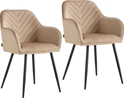Produktbild von VIKING 2er Set Esszimmerstühle mit Metallbeinen Harry, Beige Polsterung + schwarze Beine