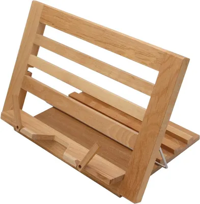 Produktbild von Holzbuchstütze - Buchenholz - Leseständer - Kochbuchhalter - Musikständer - Tischlein - Buchstütze - Tabletständer - Rezepthalter