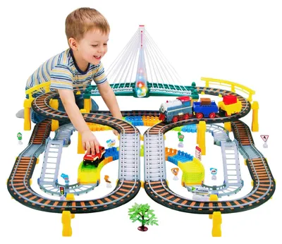 Produktbild von Elektrische Eisenbahn – 192 Teile – Mit Licht und Sound – Zug mit Auto – Für Kinder ab 3 Jahren