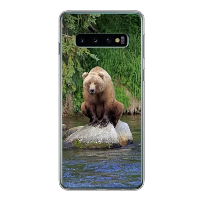 Produktbild von MuchoWow® Handyhülle Schutzhülle Hülle für Samsung Galaxy S10 Bär - Stein - Tier Silikon Softcase Handy Hülle - Handytasche
