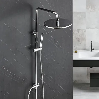 Duschkolonne Edelstahl, Regendusche D20 cm, höhenverstellbar 74-114 cm