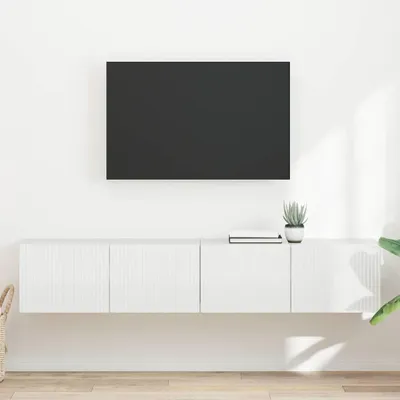 Image de Maison Exclusive - Meuble TV 2 éléments, blanc brillant, 78,5 x 31 x 29,5 cm