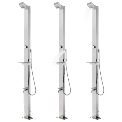 Immagine prodotto di vidaXL Doccia da giardino con piatto grigio 225 cm in acciaio inox
