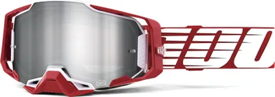 Image de Lunettes de motocross Armega Essential Chrome 100 %, rouge/blanc