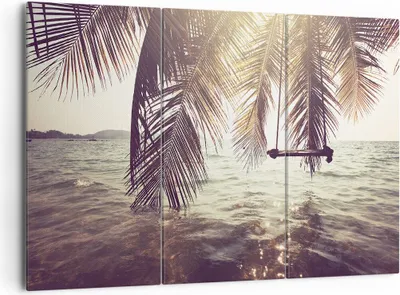 Produktbild von Bild auf Leinwand - Leinwandbild - Meer Palme Wasser - 165x110cm - Wand Bild - Wanddeko - Leinwanddruck - Bilder - Kunstdruck - Wanddekoration - Leinwand bilder - Wandkunst - CE165x110-3634