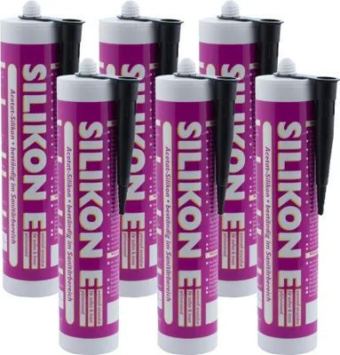 Produktbild von ARLI SET: 6x Silikon 310ml schwarz Universal Sanitär Bad Dusche Küche Fuge Fenster innen außen - 6 Kartuschen