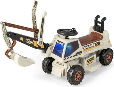 Produktbild von GOPLUS 6V Sitzbagger mit Ladegerät, Multifunktionales Elektrobagger mit Flexibler Schaufel & verstecktem Stauraum, Aufsitzbagger für Kinder ab 3 Jahren, Grau