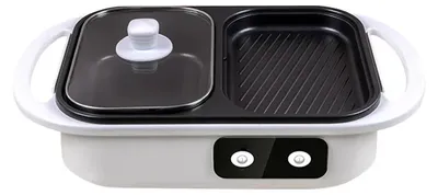 Produktbild von Elektrischer Multikocher - 2-in-1 Grill & Hotpot - Antihaftbeschichtung - Induktion 1100–1300 W - 220 V - Weiß