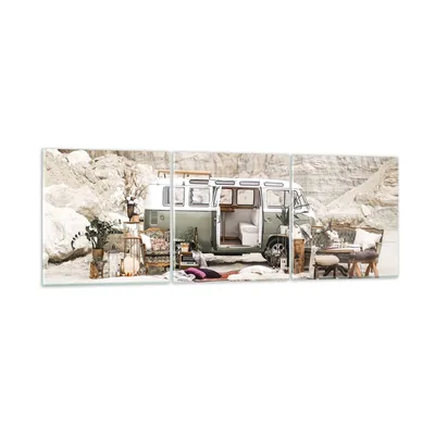 Produktbild von Bilder auf glas - 3 Teile - Wohnmobil Boho Möbel - 150x50cm - Glasbilder - Wandbilder - Bilder - zum Aufhängen bereit - Wanddekoration aus Glas - Glas Bilder - Wandbild auf Glas - GCA150x50-4542