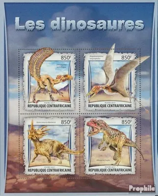 Produktbild von Briefmarken Zentralafrikanische Republik 2017 Mi 6720-6723 Kleinbogen (kompl. Ausgabe) postfrisch Dinosaurier