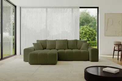 Produktbild von ALTDECOR Ecksofa mit Schlaffunktion und Bettkasten ENIL-L 297x189x68 cm  Grün - Corner Sofa Eckcouch Couch L-Form  Schlafcouch Ausziehbar Wohnlandschaft
