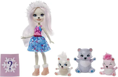 Produktbild von Mattel GJX47 Enchantimals Pristina Polar Bear Puppe, Glacier & Familie