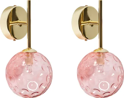 Obrázek produktu pro BELIANI Sada 2 nástěnných světel růžová zlatá sklo kov průhledné stínidla glamour moderní styl obývací pokoj ložnice