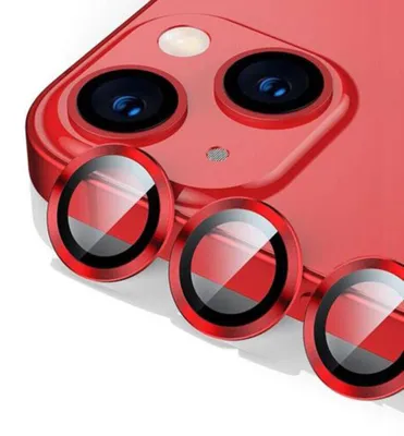 Produktbild von Für Apple iPhone 15 Pro / Pro Max Schutzglas Kamera Linse Hart Glas H9 Rot