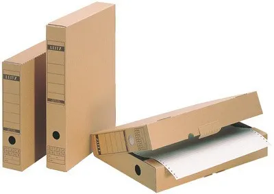 Produktbild von LEITZ Archiv-Schachtel, mit Verschlusslasche, A3, Wellpappe natron, mit Natronpapier kaschiert, für Zeichnungen, Pläne