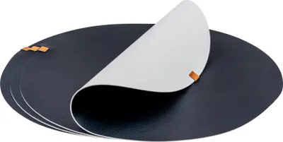 Produktbild von 4er Set Platzset Tischsets 38cm Rund Schwarz Creme Lederoptik Wende-Tischdeko