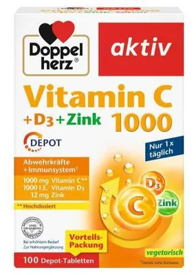 Obrázok produktu pre Doppelherz Vitamin C 1000+D3+Zinc Depot Tablets 100 kapsúl
