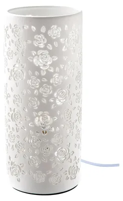 Produktbild von Gilde Tischleuchte, Blumendesign, Porzellan, weiß, VE 1, H. 27 cm, D. 12 cm 32013 4009079320138