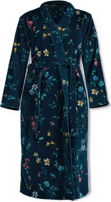 Produktbild von Pip Studio Bademantel Les Fleurs Farbe Dunkelblau, Größe XL