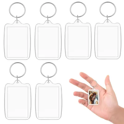 Produktbild von Fotoschlüsselanhänger Schlüsselanhänger Acryl - Transparent - 48 x 33 mm - 6 Stück - Für Fotos