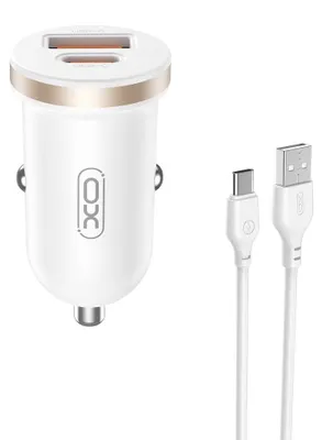 Zdjęcie produktu dla Xo Ładowarka Samochodowa Cc56 Pd 30W Qc 1X Usb 1X Usb-C Biała + Kabel Usb - Usb-C