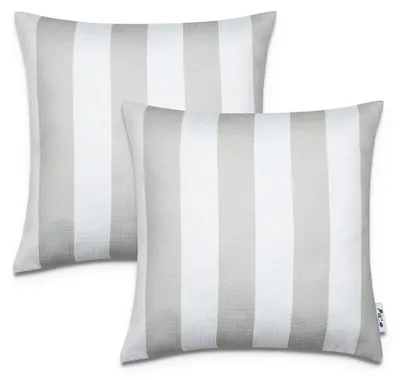Produktbild von 2er Set Kissenbezug 45x45 Dekokissen Kissenhülle Streifen Indoor Outdoor Deko