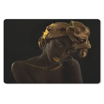 Produktbild von MuchoWow® Mauspad Mousepad Frauen - Kopftuch - Gold - Luxus 27x18 cm - Mousepads - Maus Mat - Pad - Mausunterlage - Büroartikel - Desk Matten