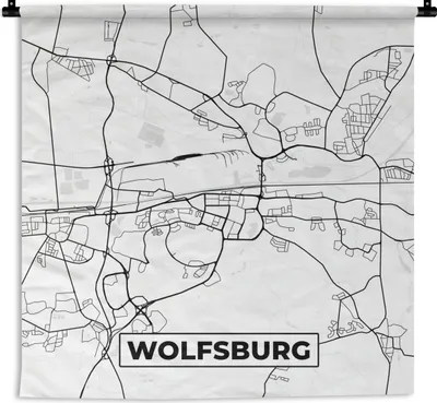 Produktbild von MuchoWow® Wandteppich Wandbehang Wolfsbridge - Karte - Stadtplan 60x60 cm Tapisserie Dekoration Wandtuch - Dekorationen - Wand Decke