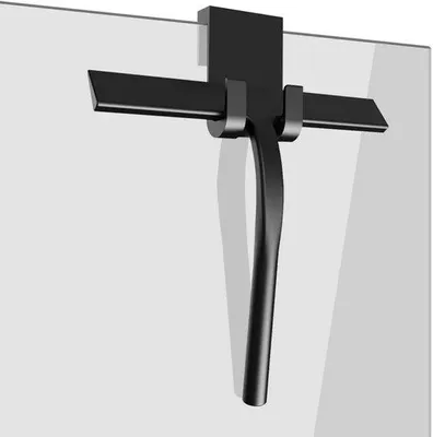 Produktbild von Silikonischer Dusenschwamm - Wandreiniger - Badezimmerreiniger - mit Edelstahlkern - Ideal für Duschen, Badezimmer, Spiegel, Glasreinigung und Fliesenreinigung - Schwarz - 22,5 cm