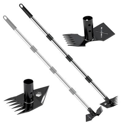 Image de Omgoods - Désherbeur pour jardin en acier de 150 cm - Élimination efficace des mauvaises herbes