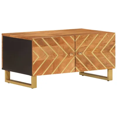 Productafbeelding van Salontafel 80x50x40 cm massief mangohout bruin en zwart