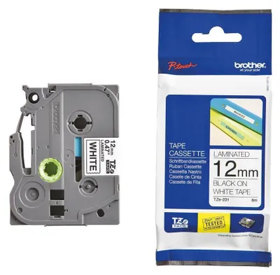 Produktbild von Brother TZe-231CIV - Schwarz auf Weiß - Rolle (1,2 cm x 8 m) 1 Kassette(n) laminiertes Band - für P-Touch PT-1090, 1290, 1830, 2030, 2100, 2430, 2700, 2730, 7500, 7600, 9700, 9800, P300