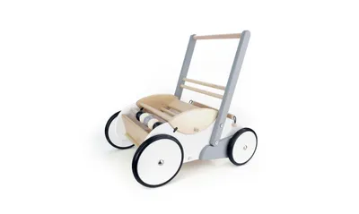Produktbild von Bajo Holz Baby Lauflernwagen - grau mit Aufbewahrungsfach