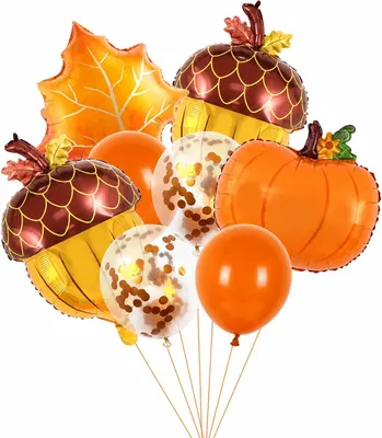 Immagine prodotto di Palloncini a tema autunnale - Set da 8 - Zucca, ghianda, foglia d'acero - Palloncini - Decorazioni autunnali