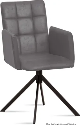 Produktbild von Armlehnstuhl (4er-Set) Drusi 52x91x60 Schwarz/Grau