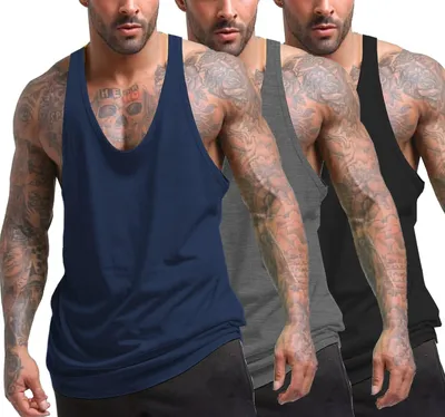 Productafbeelding van Heren tanktop, 3-pack, zomer, mouwloos, fitnessshirt