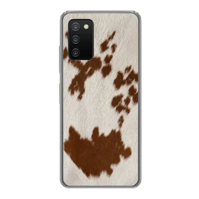 Produktbild von MuchoWow® Handyhülle Schutzhülle Hülle für Samsung Galaxy A03s Rindsleder mit rot-orangen Tupfen Silikon Softcase Handy Hülle - Schutz