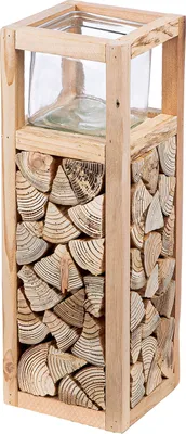 Produktbild von GILDE Windlicht, "Catasta", Holz, naturfarben, VE 2, L. 14 cm, B. 14 cm, H. 40 cm