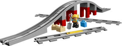 Produktbild von LEGO DUPLO Eisenbahnbrücke und Schienen-Set, Kinderspielzeug mit Signalstein, Spielzeugeisenbahn für Mädchen und Jungen ab 2 Jahren 10872